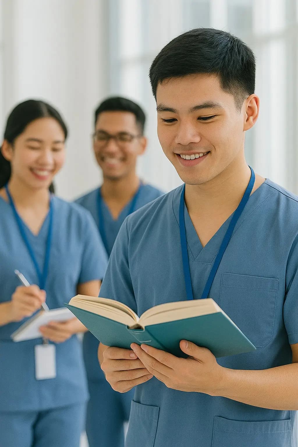 Nursing student studying on iPad